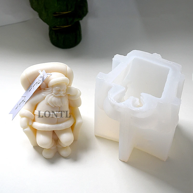 New Sleeping Santa Claus Silicone Candle Mold DIY Christmas Decoration Gypsum Resin 3D Crafts Casting Tools Home Gift Making