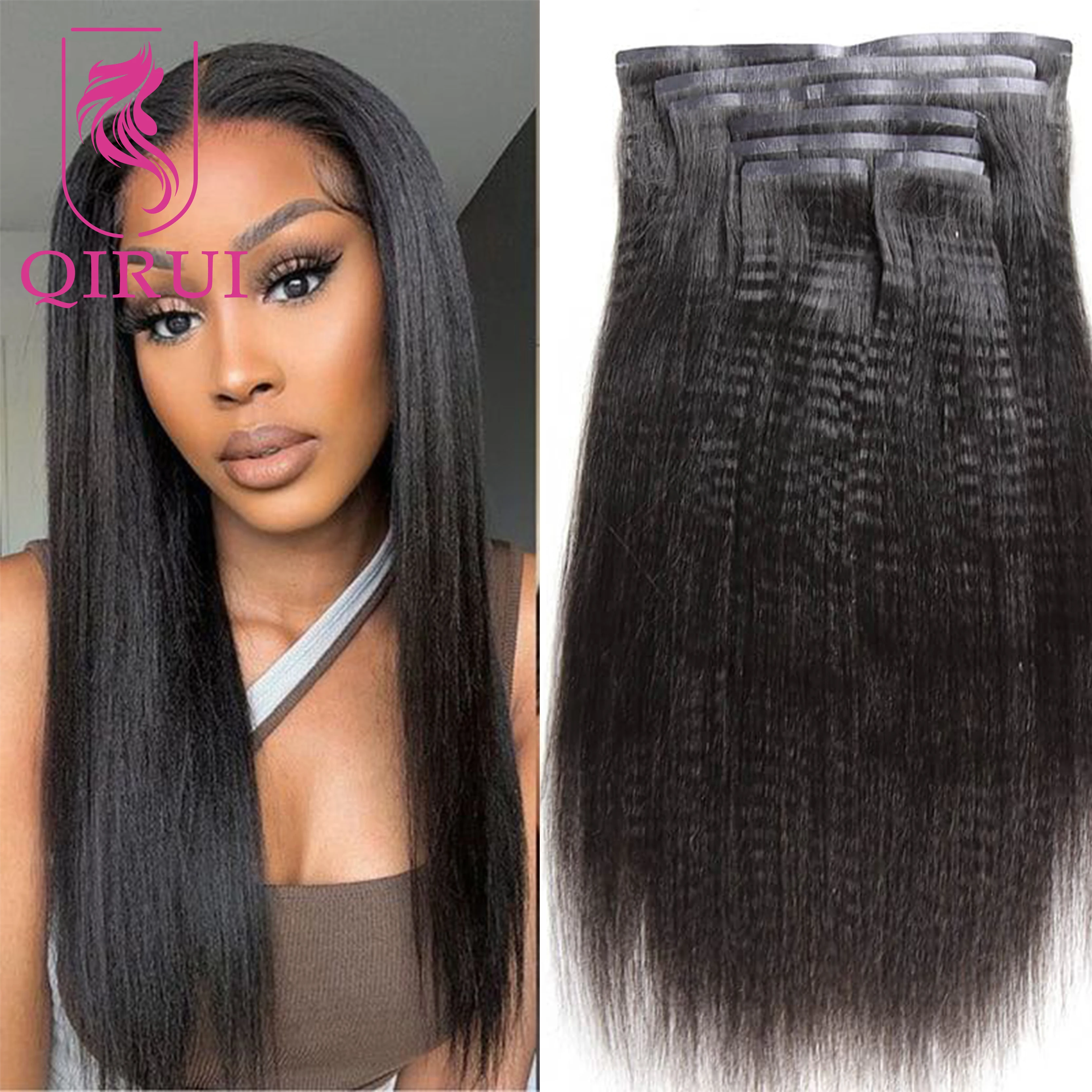 

Оптовая продажа Yaki, прямые бесшовные зажимы для наращивания человеческих волос, зажимы из искусственной кожи, человеческие волосы Yaki, бирманские зажимы для наращивания волос