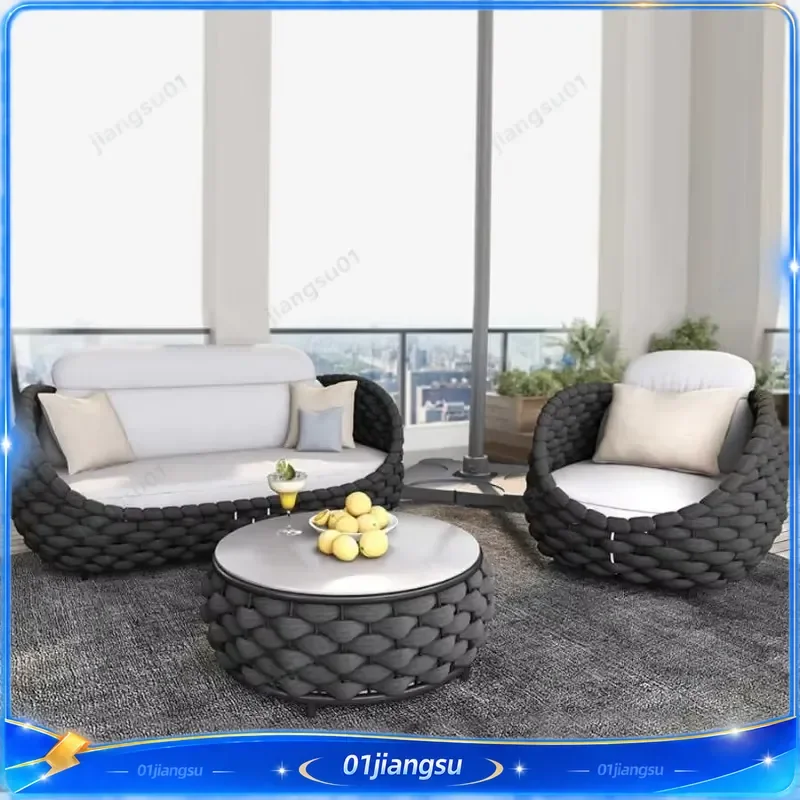 Outdoor Rattan Patio Furniture Set 2 Seater Wicker Loveseat Sofa with Cushions All Weather Durable Garden Backyard Porch