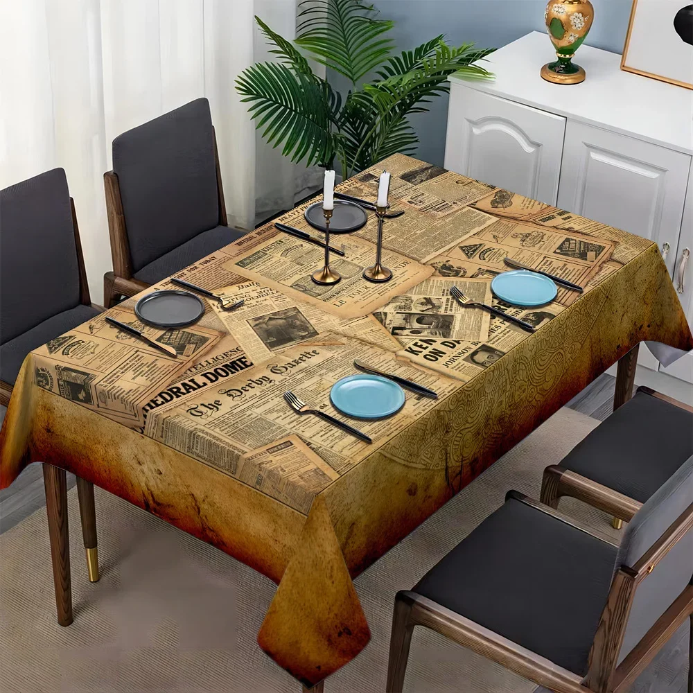 One vintage newspaper patchwork tablecloth, made of durable polyester material