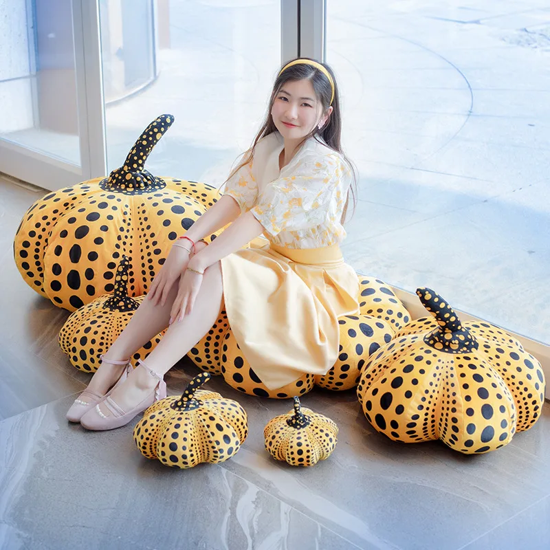 

20-60CM Yayoi Kusama the Same Pumpkin Plush Toy Wave Point Pumpkin Stuffed Halloween Decor Doll Sofa Room Decor Gifts