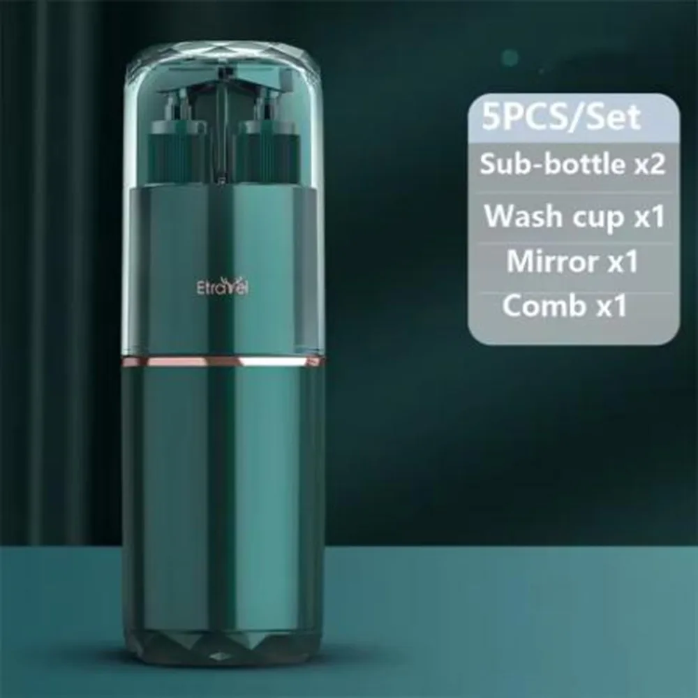 Plastic Travel Wash Set Sealed with Wash Cup Toothpaste Shampoo Storage Bottle Drop-proof Toothbrush Storage Box Bathroom