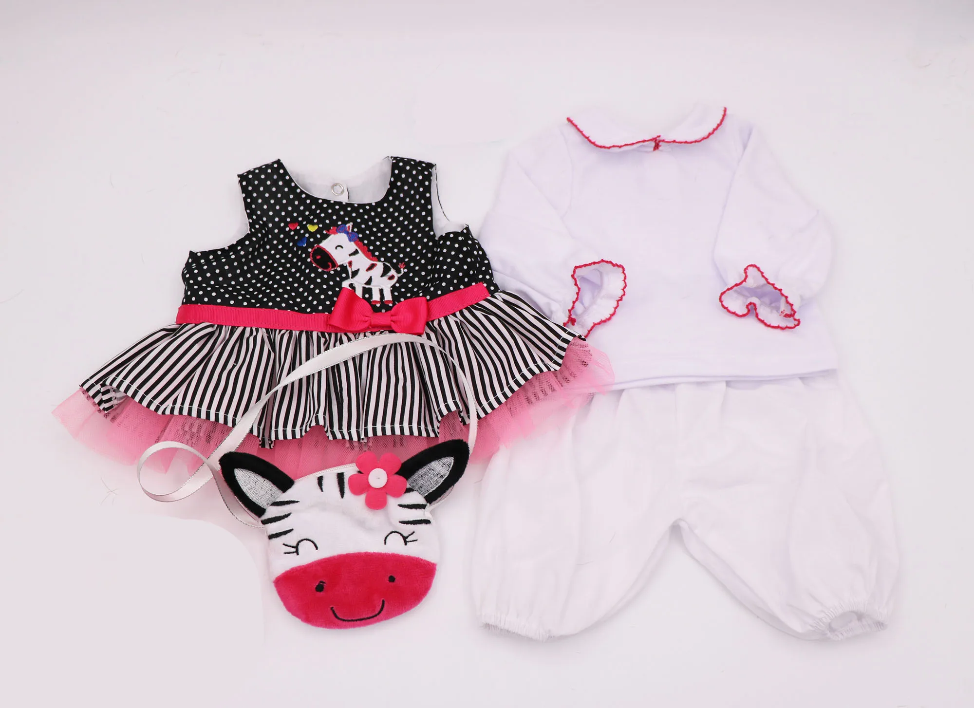 Yinghuanmeicharm Baby 20-22 Zoll wieder geborene Baby puppen Kleidung Zebra Outfit 4 Stück handgemachte Puppen kleidung fit für Kleinkind puppen