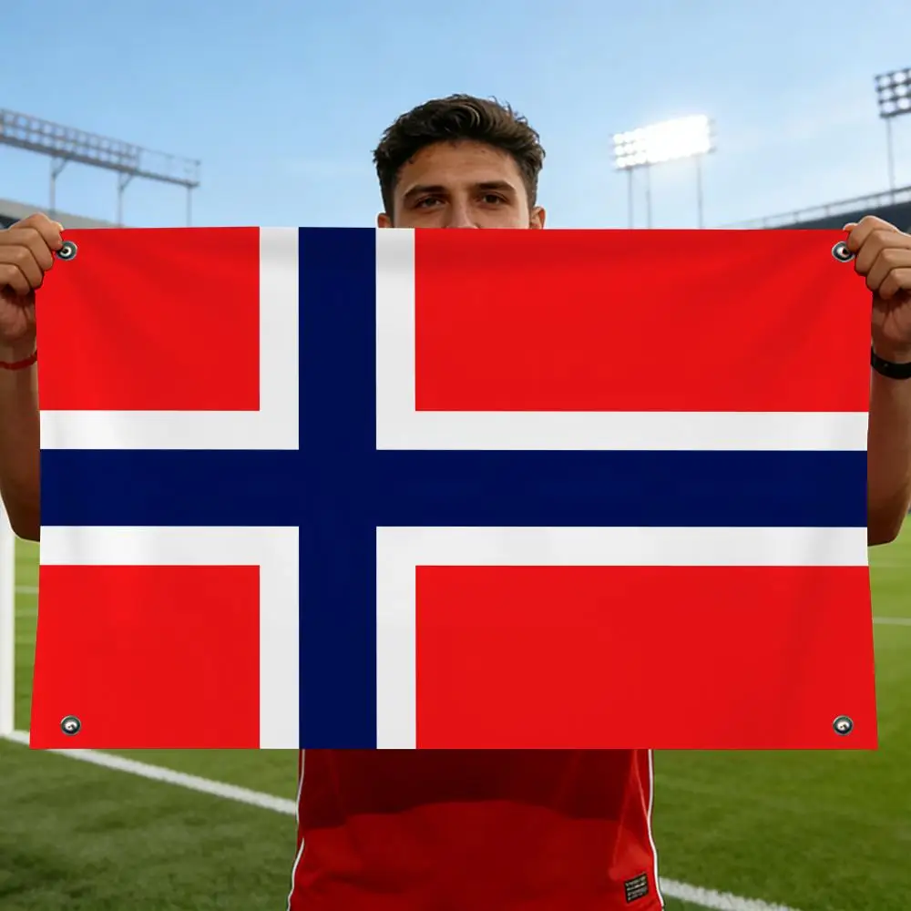 Norway Flags Horizontal High Density Knitted Fabric European Simple For Durable Outdoor Indoor Use