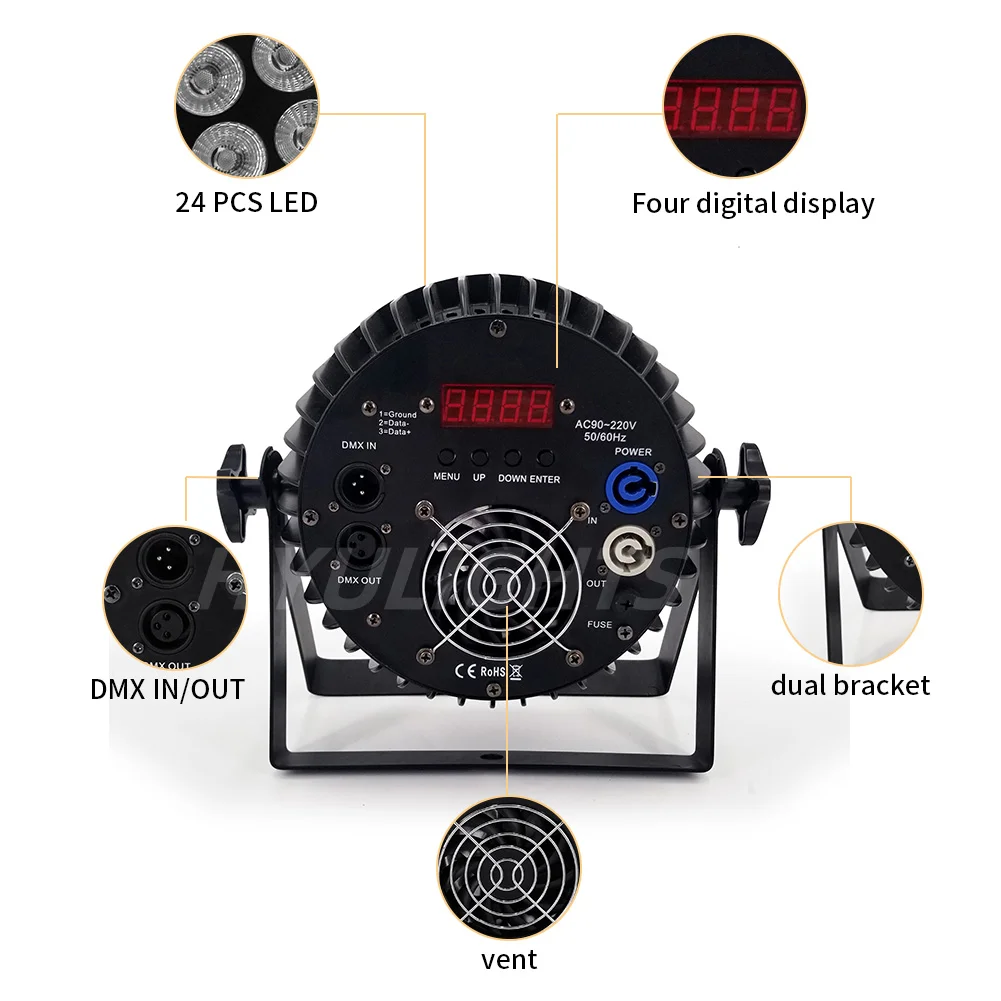 Aluminum Alloy LED Par big/Flat 18x18W RGBWA+UV Par Light for DJ DMX Bar Disco Christmas Lights Audience