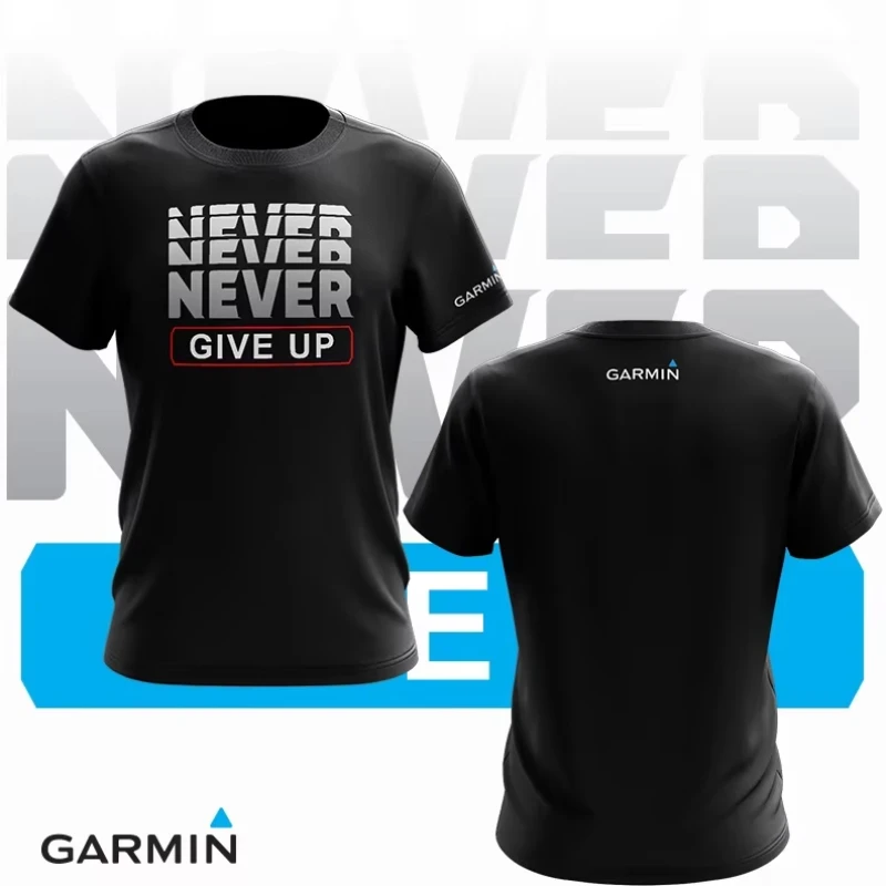 

GARMIN NEVER GIVE UP STICKER OUTDOOR T SHIRT Men High-quality American Street Sports Short-sleeved Women Hip-hop Cotton Top
