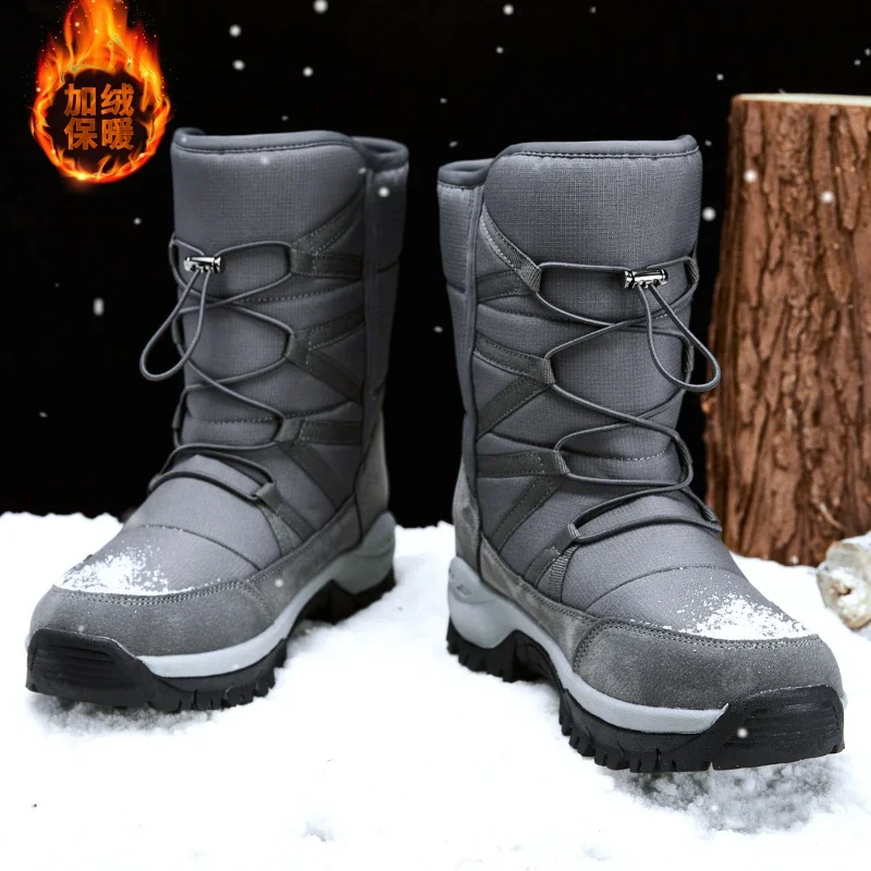 Men's Winter Boots High Tops Men Biker Boot Velvet Thickening Tooling Shoes Comfortable Personality EAEOVNI New Arrival Hot Sale