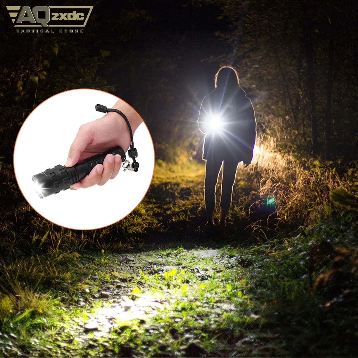 LED Tactical Flashlight Set USB Direct Charging High Brightness Five-color Illuminator for Outdoor Hunting Fishing Camping