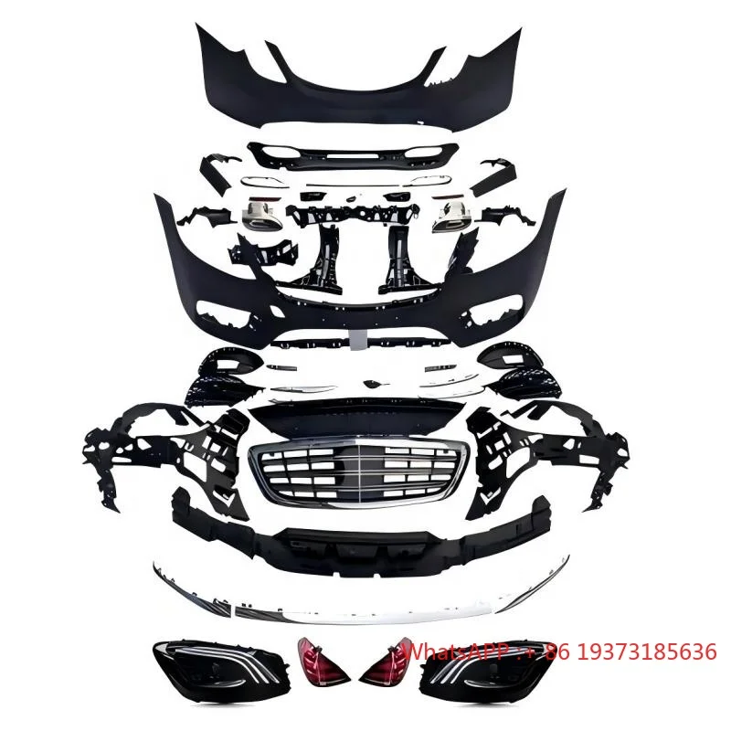 Modified Bodykit S450 for Mercedes Benz S Class W222 Pre to Lci 14-17 to 18-20 With Front Rear Bumper Grille