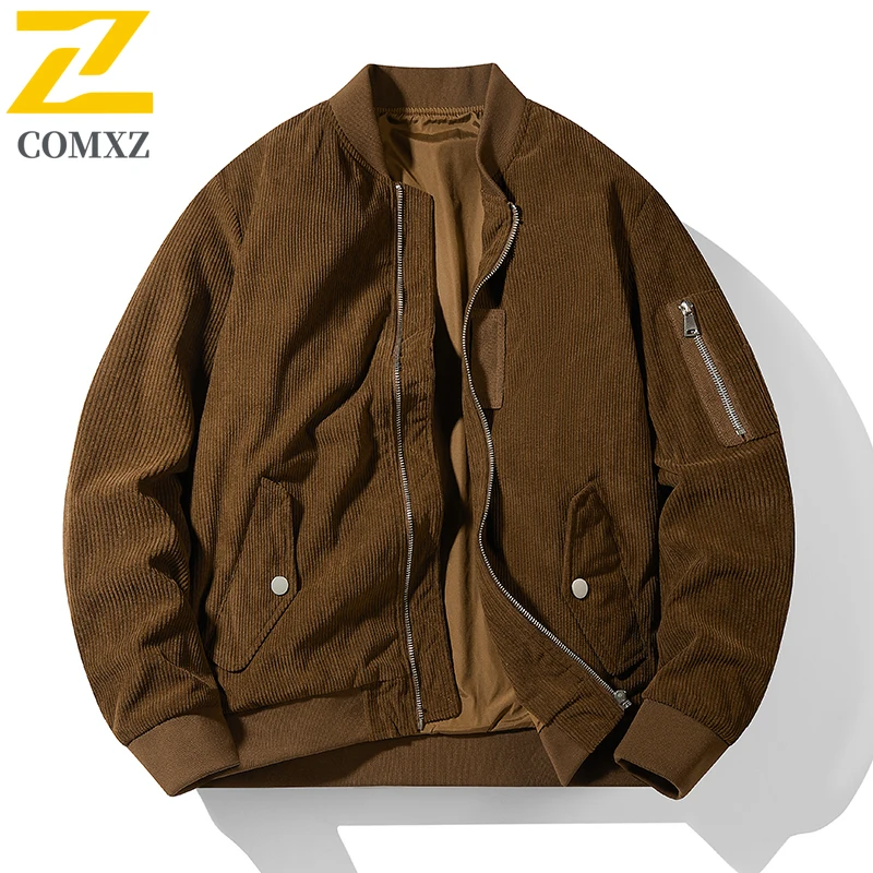 

Men's Baseball Suit Spring and Autumn Fashion Loose Corduroy Trendy High Street Stand up Collar Coat Men Versatile Flying Jacket