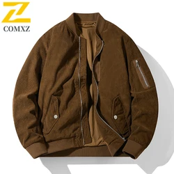 Men's Baseball Suit Spring and Autumn Fashion Loose Corduroy Trendy High Street Stand up Collar Coat Men Versatile Flying Jacket