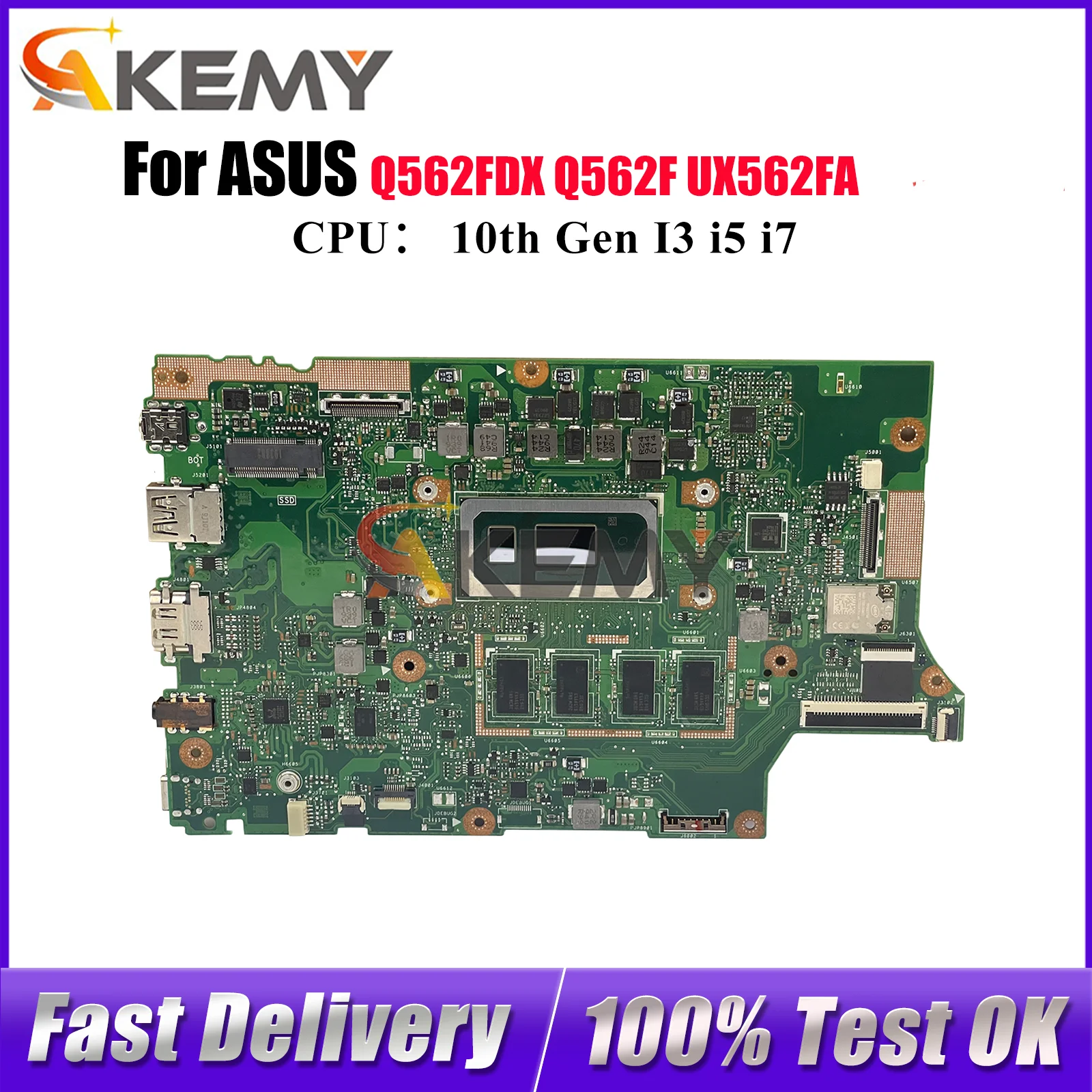 

UX562FA Laptop Motherboard For ASUS ZenBook Q562F UX562 Q562FDX UX56IQ Notebook Mainboard With 10th Gen I3 i5 i7 102% tests OK
