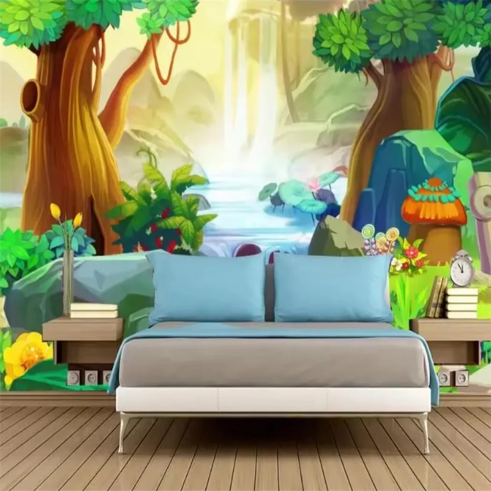 custom 3D Cartoon fantasy forest river photo mural wallpapers for living room TV background wallpaper for wall paper home decor