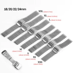Milanese Mesh Steel Strap 4.0mm Thickness for Seiko 18mm 20mm 22mm 24mm Folding Buckle Wrist Band Adjustable Luxury Men Bracelet