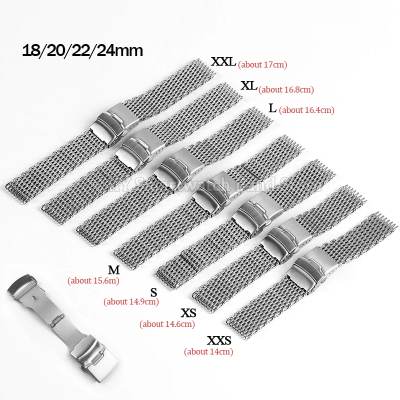 Milanese Mesh Steel Strap 4.0mm Thickness for Seiko 18mm 20mm 22mm 24mm Folding Buckle Wrist Band Adjustable Luxury Men Bracelet