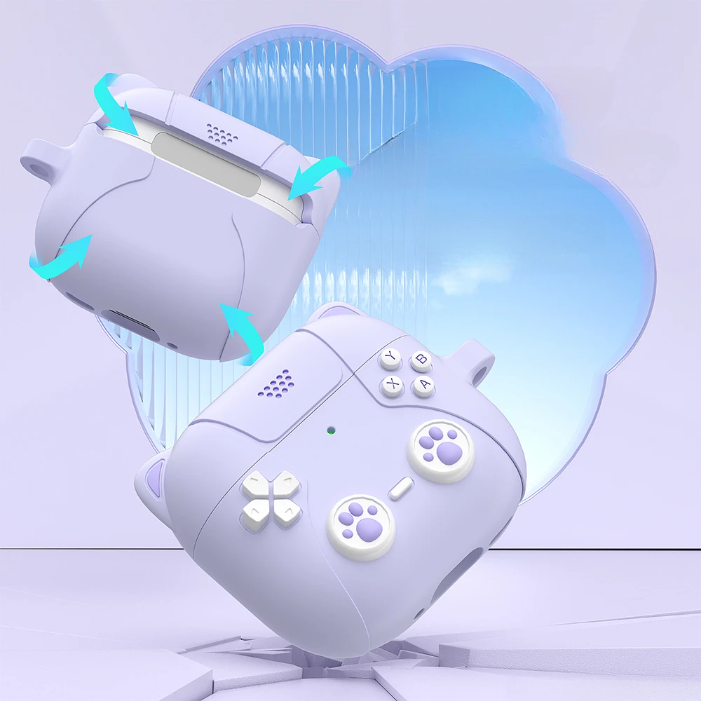 Funda protectora creativa para auriculares con diseño de pata de gato para Airpods 4, gran oferta, funda protectora de silicona suave para auriculares
