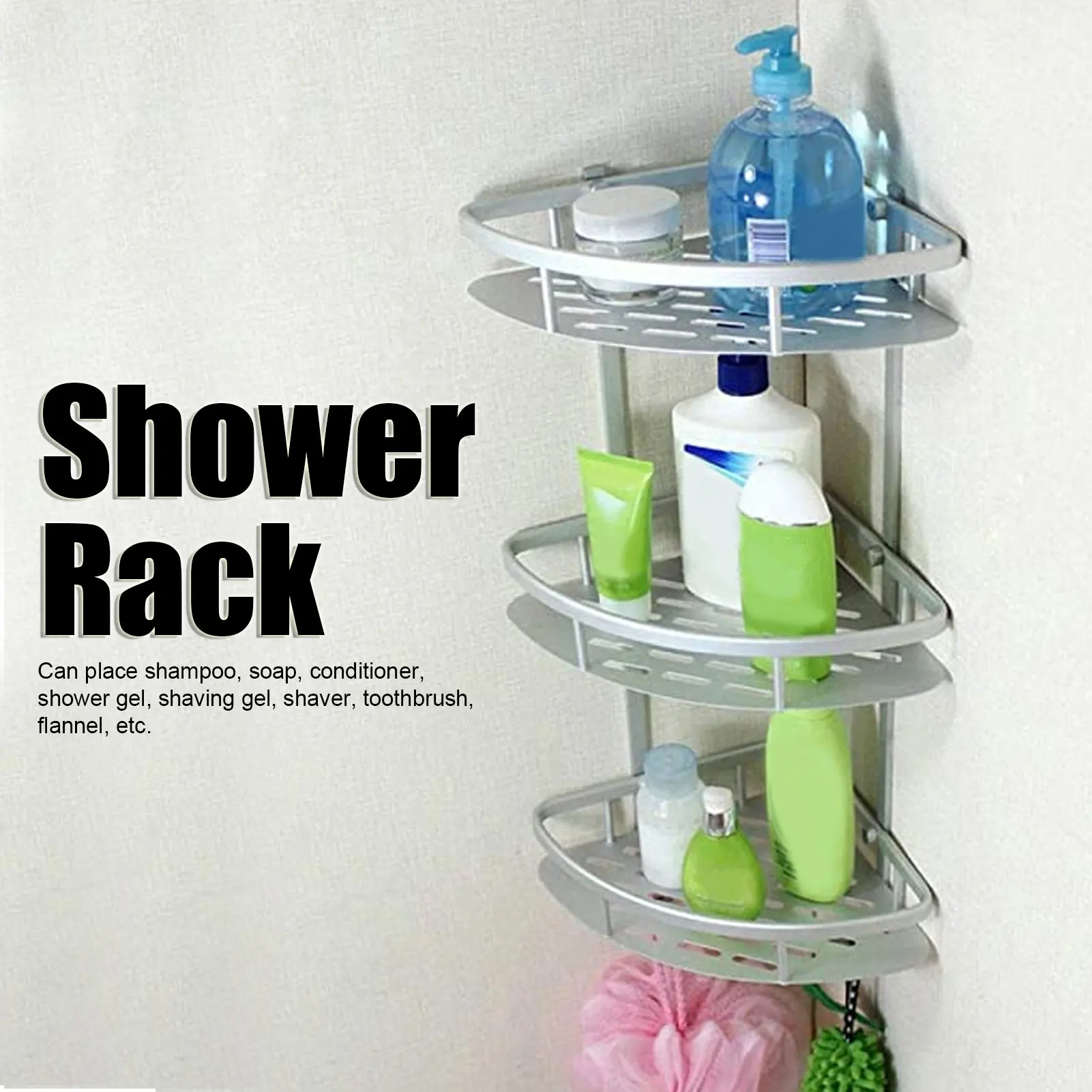 3-stöckiges Eck-Duschregal Wandmontiertes Duschorganizer-Aufbewahrungsregal für Toilette Küche Duschregal Badezimmerregal Duschablage