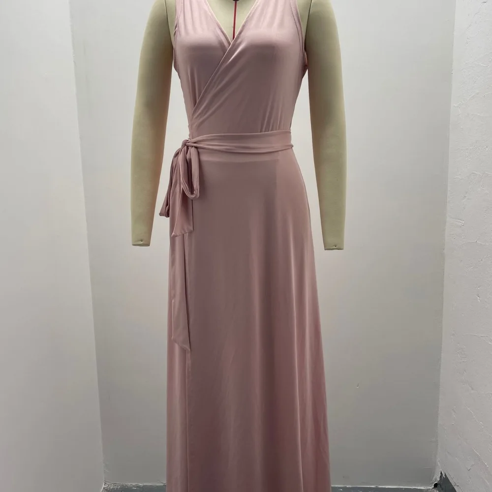 Women Long Dress V Neck Sleeveless A Line Maxi Gowns Elegant Summer Formal Party Evening Wedding Slim Fit Vestidos