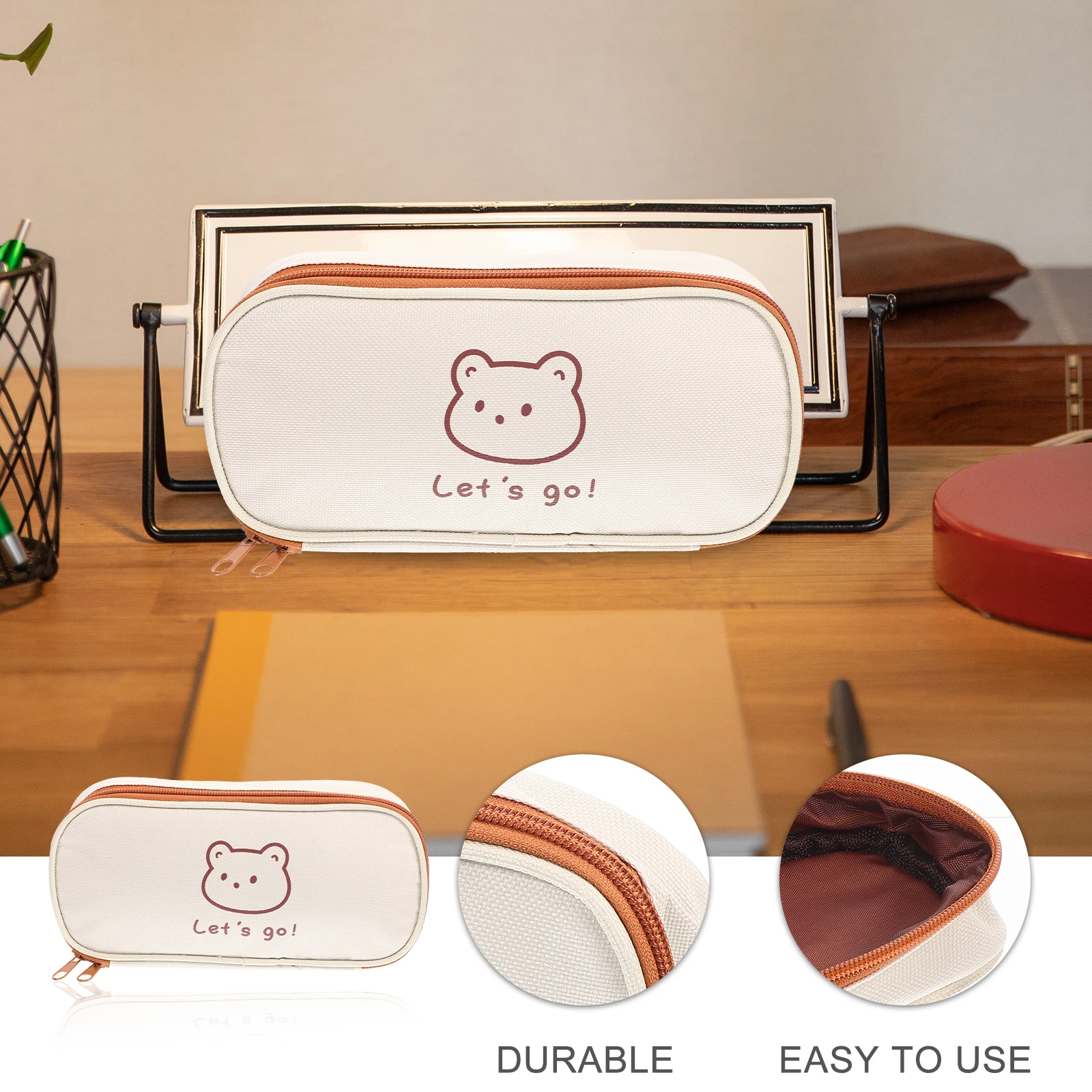 

Pencil Case Pouch Stationery with Zipper Make up Student Canvas Bag Container Travel