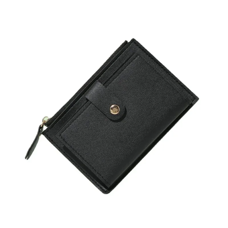 Cartera corta delgada para mujer, monedero plegable con cremallera para tarjetas de crédito, monedero de Color sólido, billetera multicapa de gran capacidad