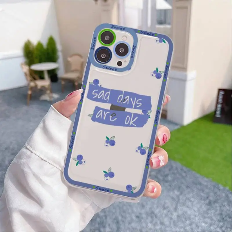 Small Berry Blueberry Fruit Phone Case for iPhone 11 12 13 Mini Pro Max 14 Pro Max Case shell