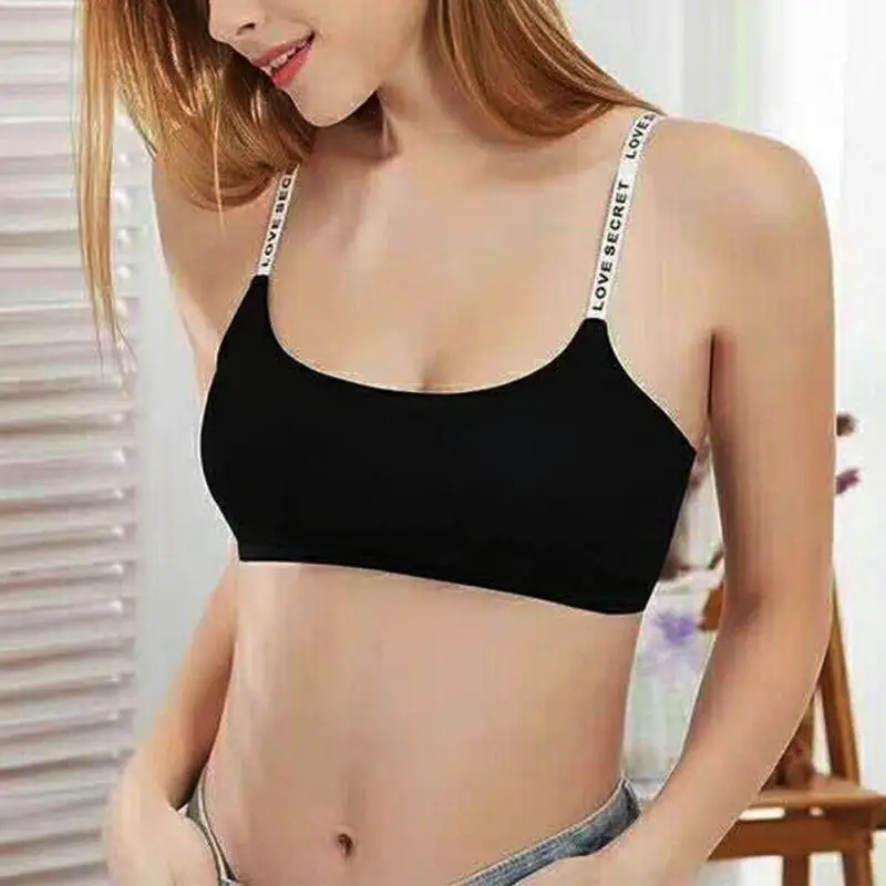 Concise Anti‑Exposure Seamless Tube Top Bralette Women Letter Strap Padded Sports Bra Crop Camisole Daily Wear Ladies Underwear