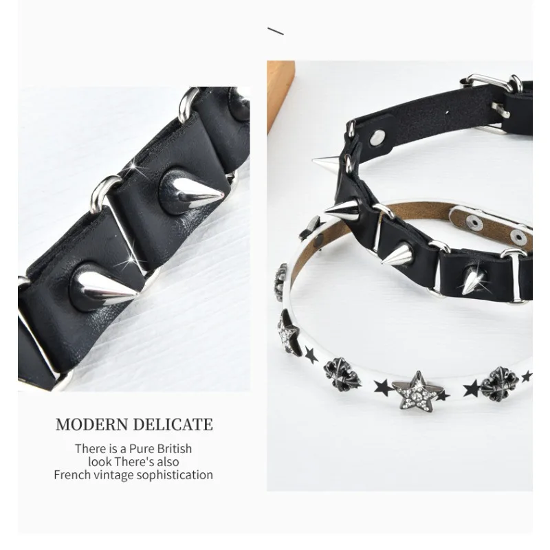 

Starlight small cross collar, patchwork leather rivet collar, Gothic punk collar, retro neckline, fashionable clothing collar