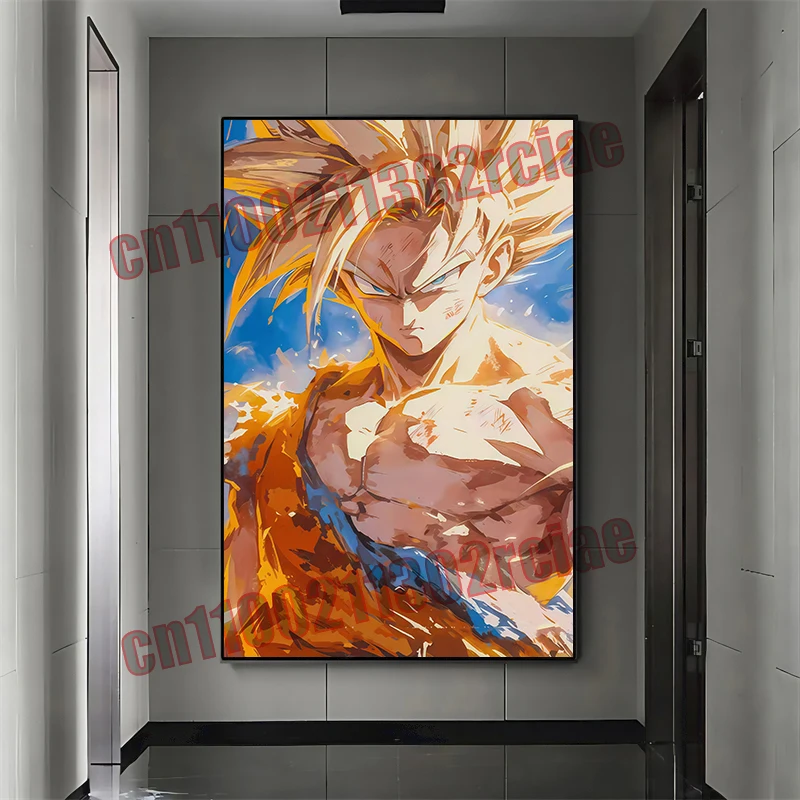 超サイヤ人アニメドラゴンボールスーパークール悟空ベジータ画像ポスター、キャンバスに印刷絵画ファッション壁アート油絵