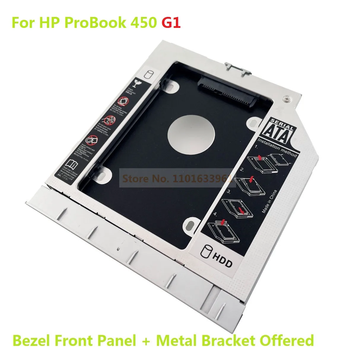 

Bezel Panel SATA 2nd Second Hard Drive HDD SSD Optical Bay Caddy Frame Adapter Bracket for HP ProBook 450 G1 G3 Series