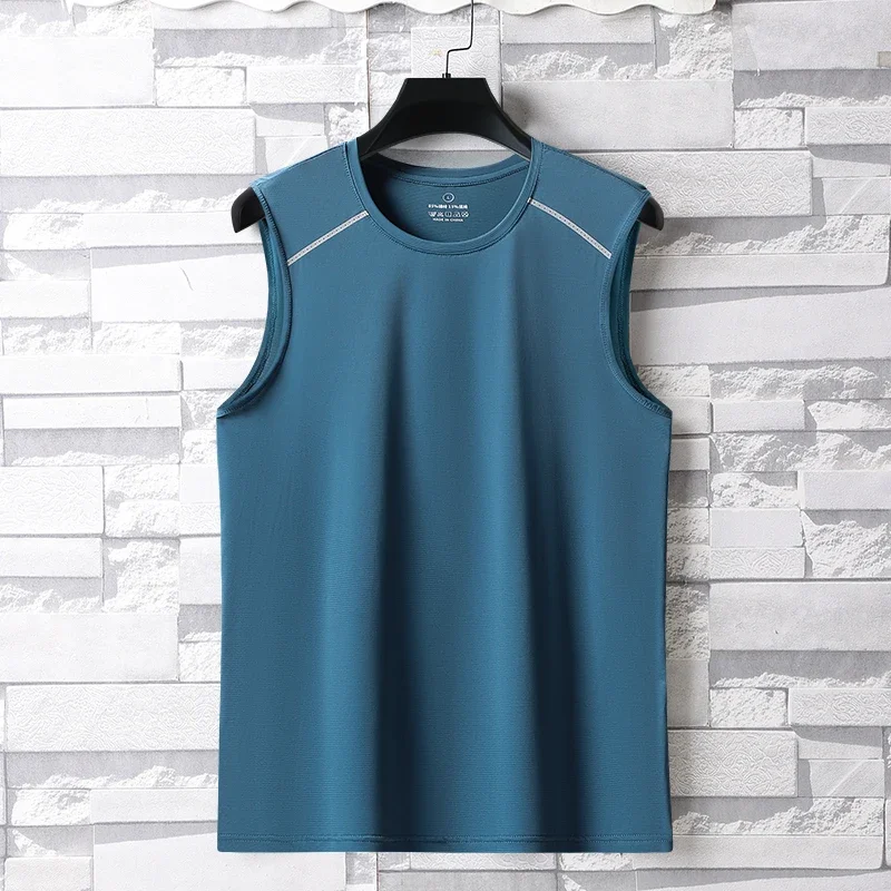 New High-quality Ice Silk Breathable Men's Camisole Vest Lightweight Sweat Absorbing Quick Drying Outdoor Training T-shirt