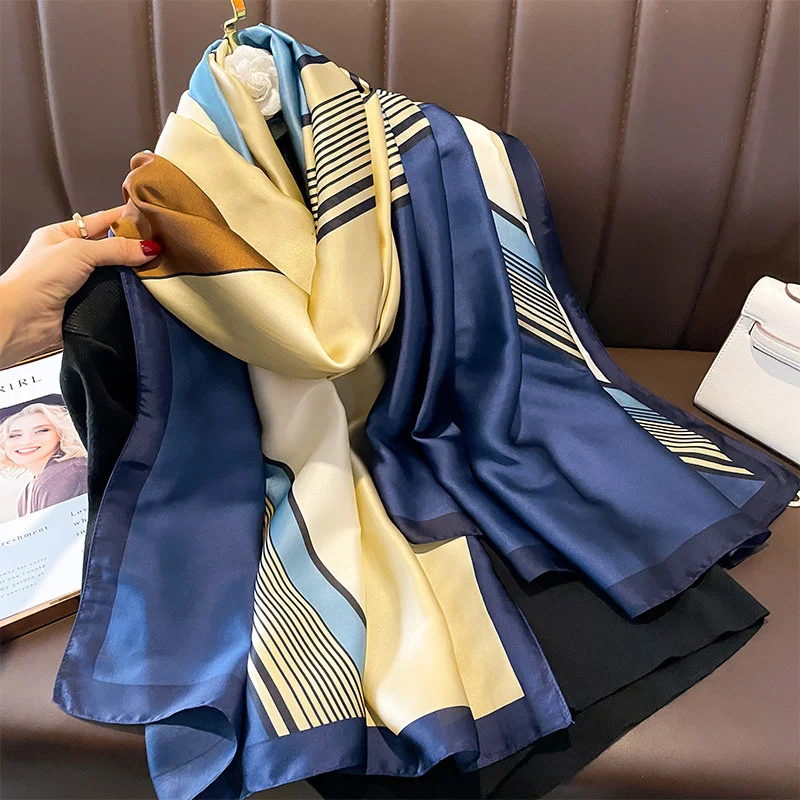 180*90cm Luxusmarke Frauen Sommer Seide Schals Schal Dame Wrap weiche weibliche Europa Designer Strand Banda nna Foulard Schall dämpfer Pareo – Detail 6