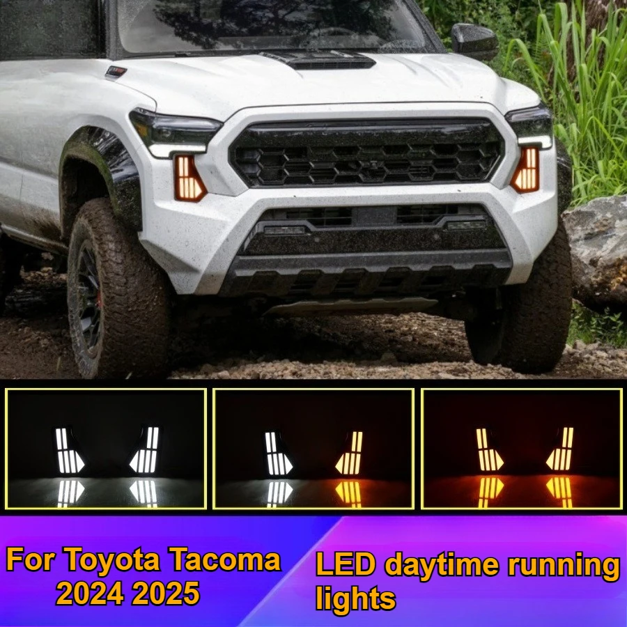 

For Toyota Tacoma 2024 2025 LED Daytime Running Lights Front Fog Light Frame Flowing Daytime Running Light Accessories