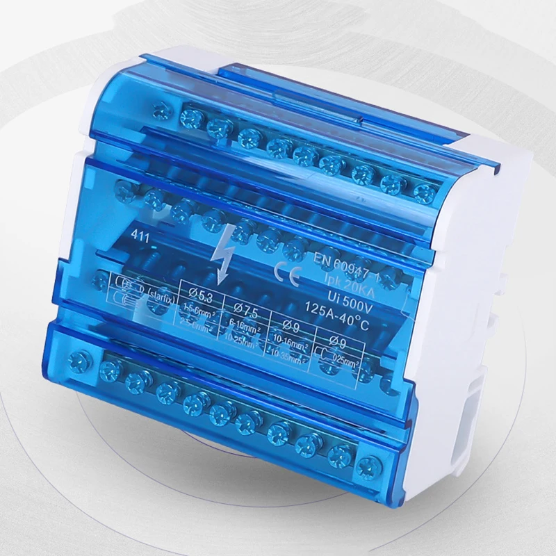 UK411 Wire Electrical Connector Din Rail Terminal Block Copper Wiring Terminal Wire Splitter Divider Power Distribution Box