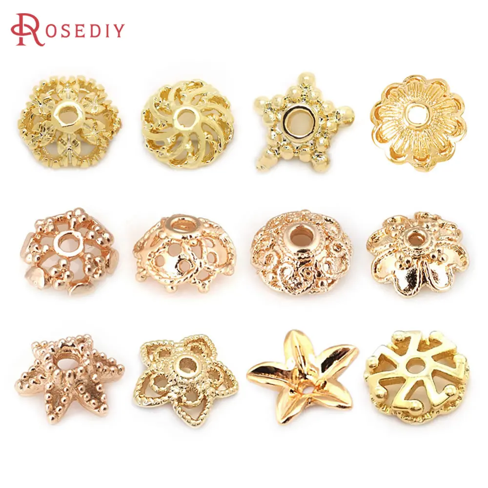 18K Gold Color Brass Snowflake Beads Caps High Quality Diy Accessories Jewellery Making Materials Rosediy Official Store