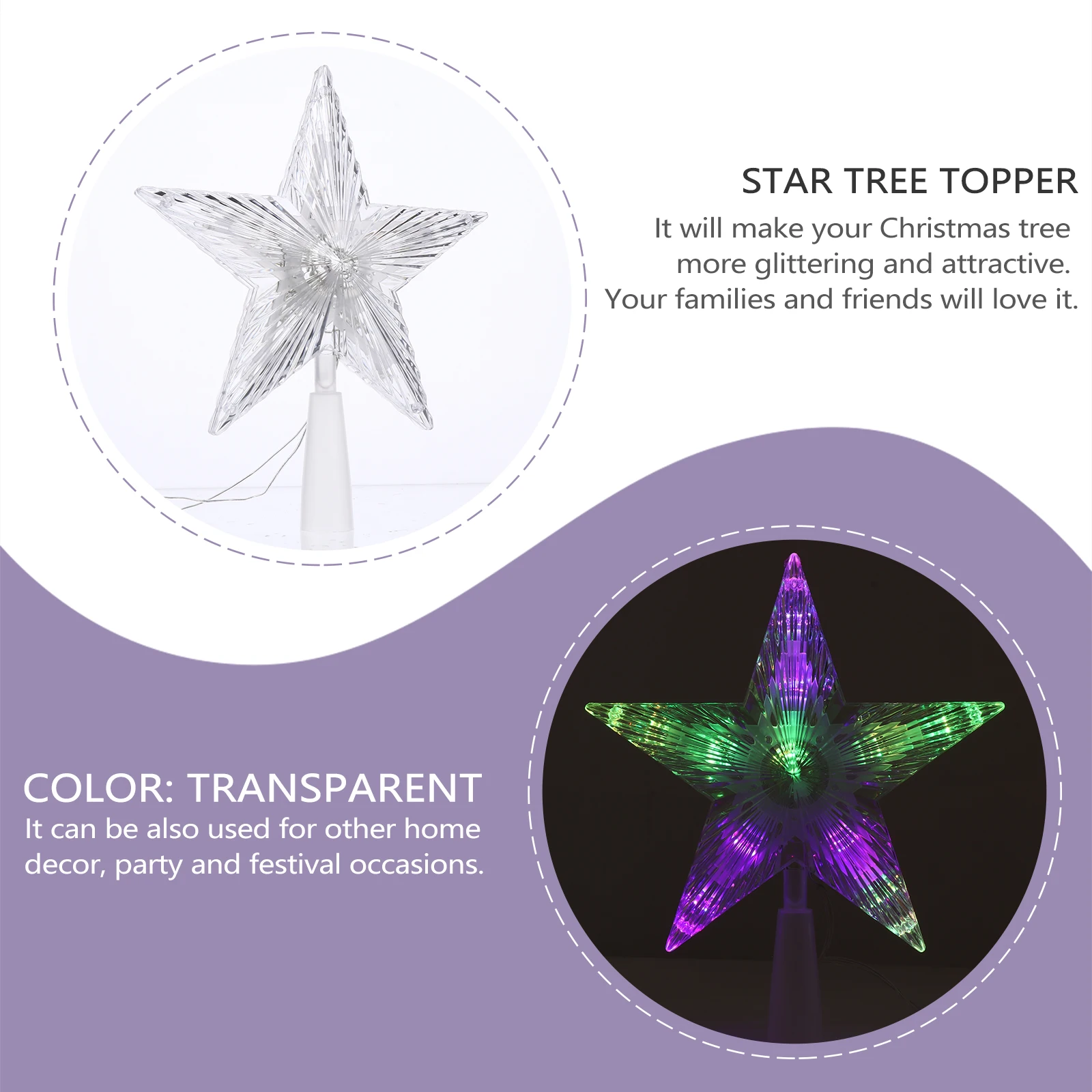 

Powered Christmas Star Tree Topper Five Pointed Lamp Golden Decor for Home Store Showcase Display Star Tree Topper
