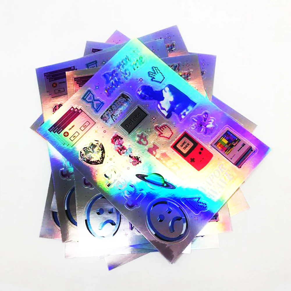 Individuelle Aufkleberbögen mit Kiss-Cut-Verfahren, mit Logo und Namen, wasserdicht, transparent, holografisch, Vinyl, dekorativ, für Laptops, Cartoon, niedlich, Anime, Buch – Detail 22