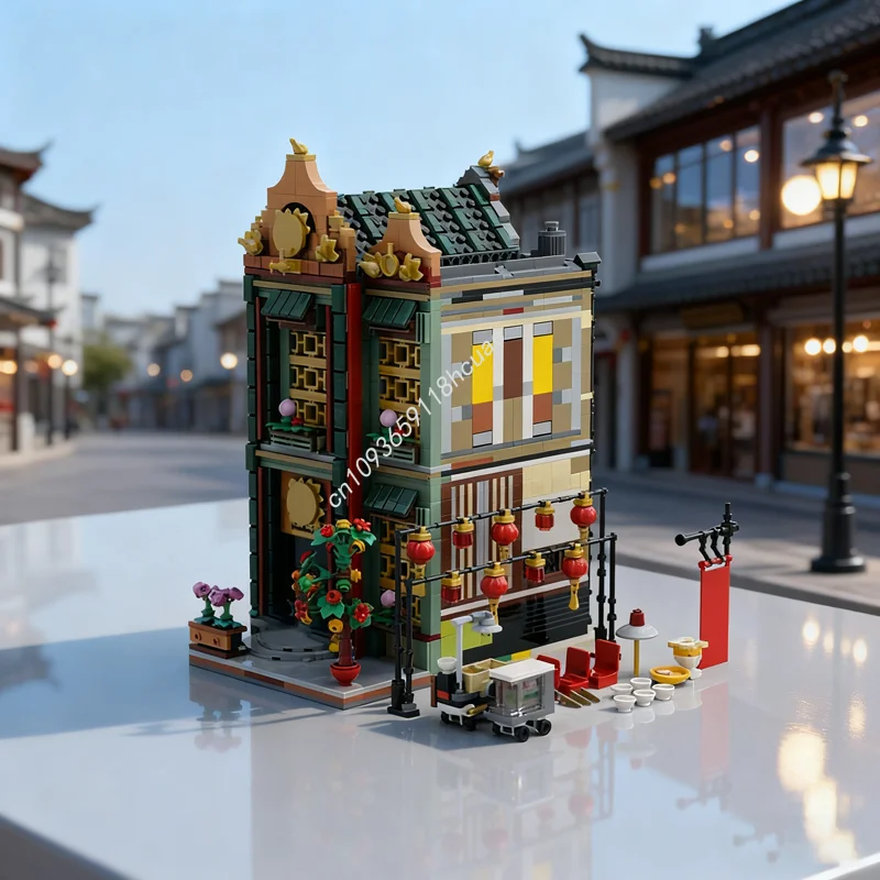 

1760 шт. MOC нефритовый городской дом, модульная модель, строительные блоки, строительная сборка, идея игрушки «сделай сам», рождественские подарки, образование, день рождения