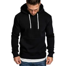 Autumn Winter Men Fleece Warm Mens Sweatshirt Casual Solid Color Streetwear Pullovers Sport School Fashion Hot Sale Hoodies