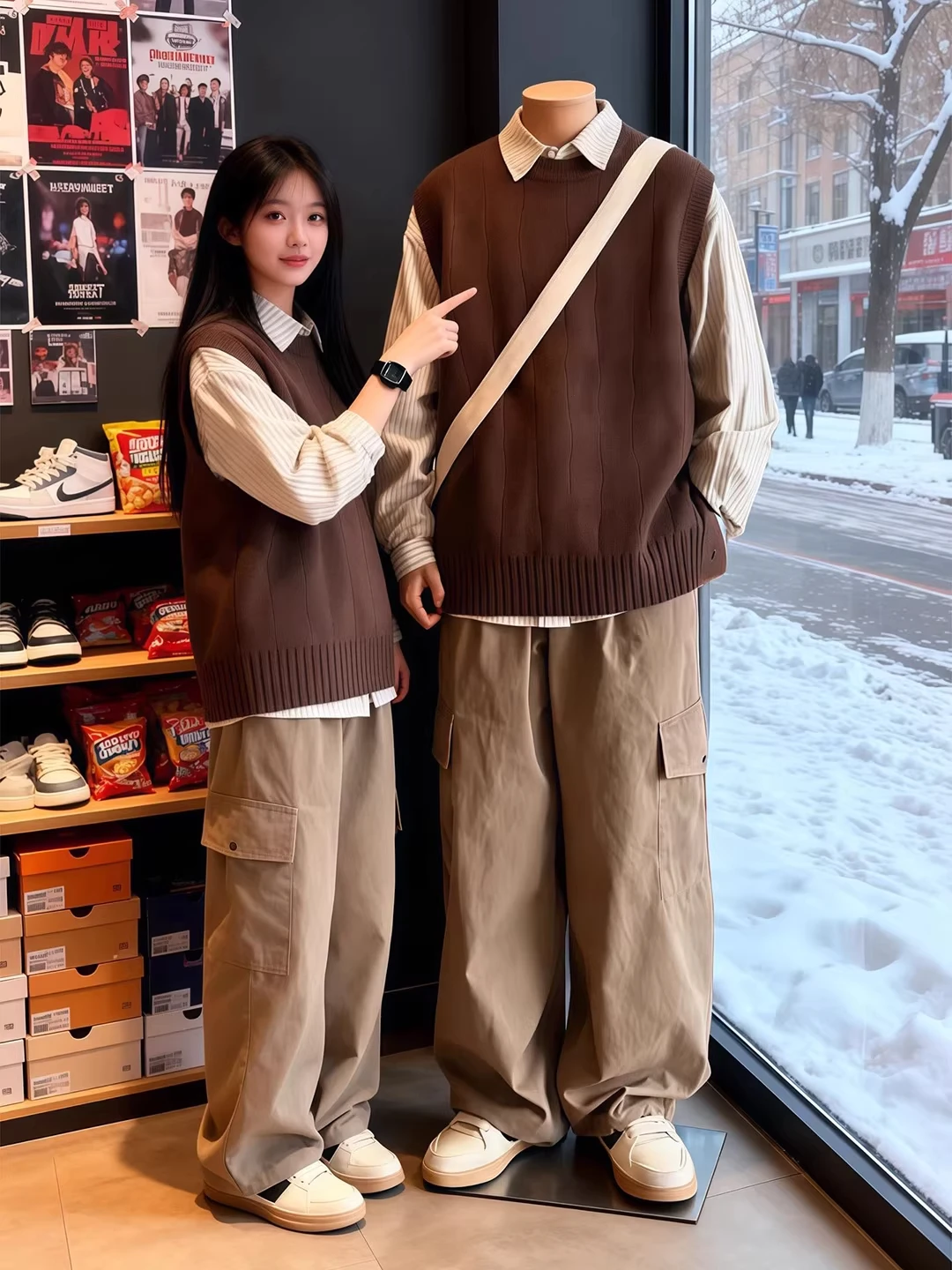 

Retro Japanese Sle round Ne Sweater Vest Men's Winter Svel Tank Top Cleanfit Inner Wear Layering Knitted irt