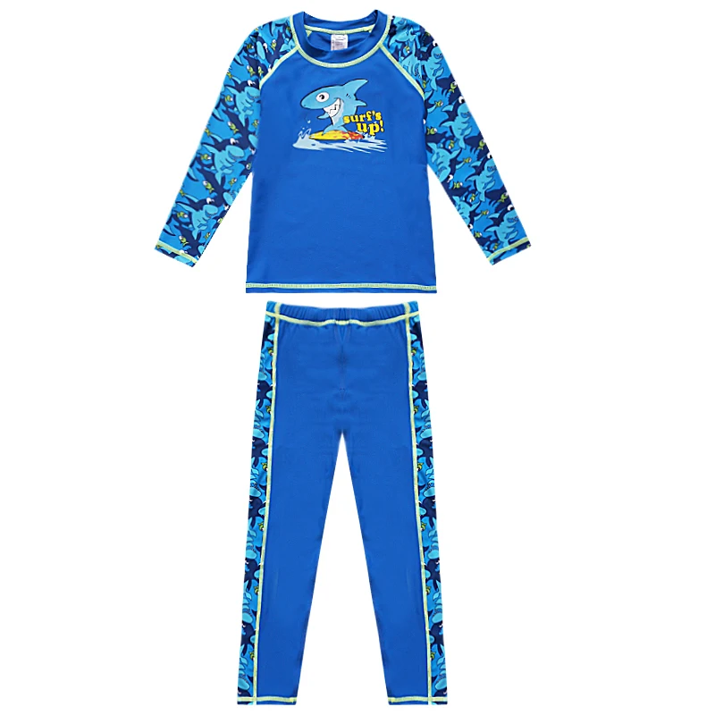 Kids Swimsuit UPF 50+ UV Sun Protection Swimwear Boys Two Pieces Swimming Set Long Sleeve Rash Guard Bathing Suit