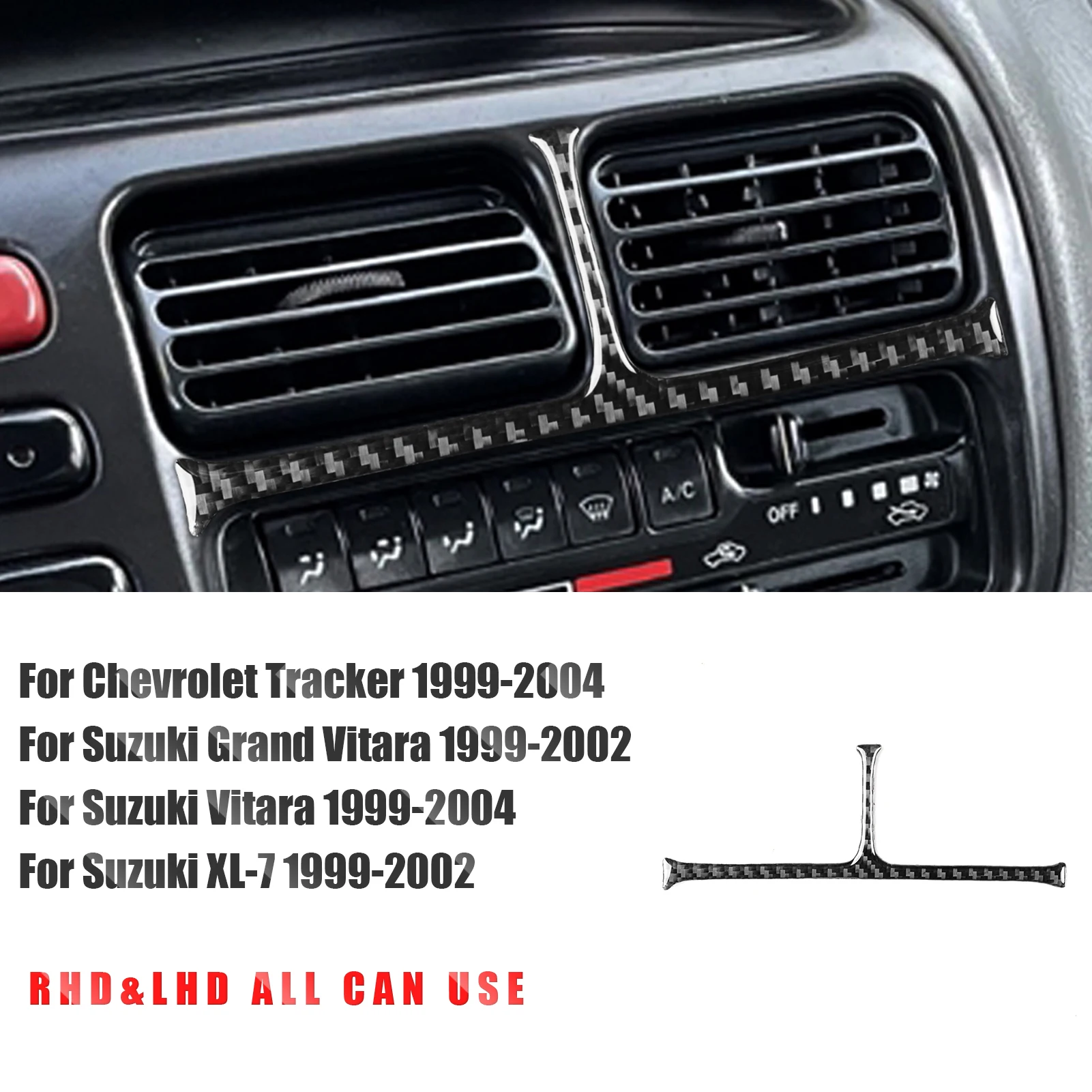 For Suzuki Grand Vitara/XL-7 1999-2002 Car Interior Trim Accessories Real Soft Carbon Fiber Stickers Center console Air vent