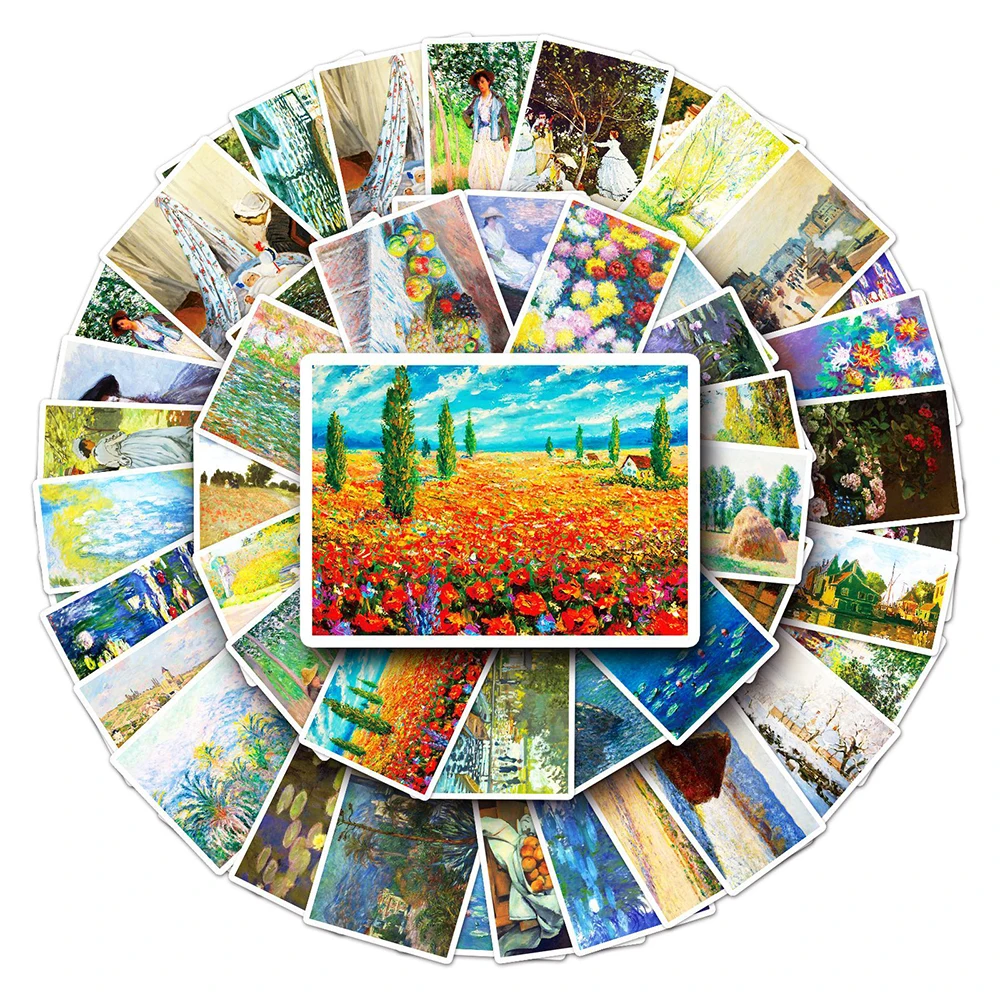 10/30/50PCS Artist Monet Oil Painting Stickers Aesthetic DIY Luggage Guitar Fridge Laptop Diary Graffiti Kids Sticker Toy Decals