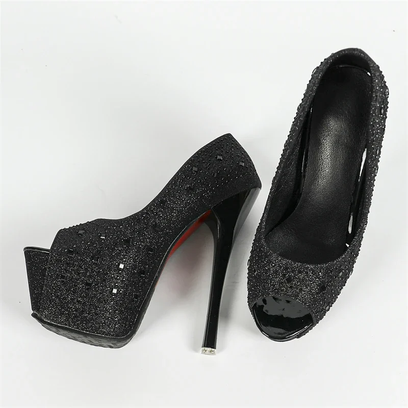 

Aneikeh, женские туфли-лодочки на платформе из ткани с блестками в уличном стиле, элегантные туфли-лодочки с открытым носком, пикантные сандалии на высоком каблуке-шпильке для ночного клуба