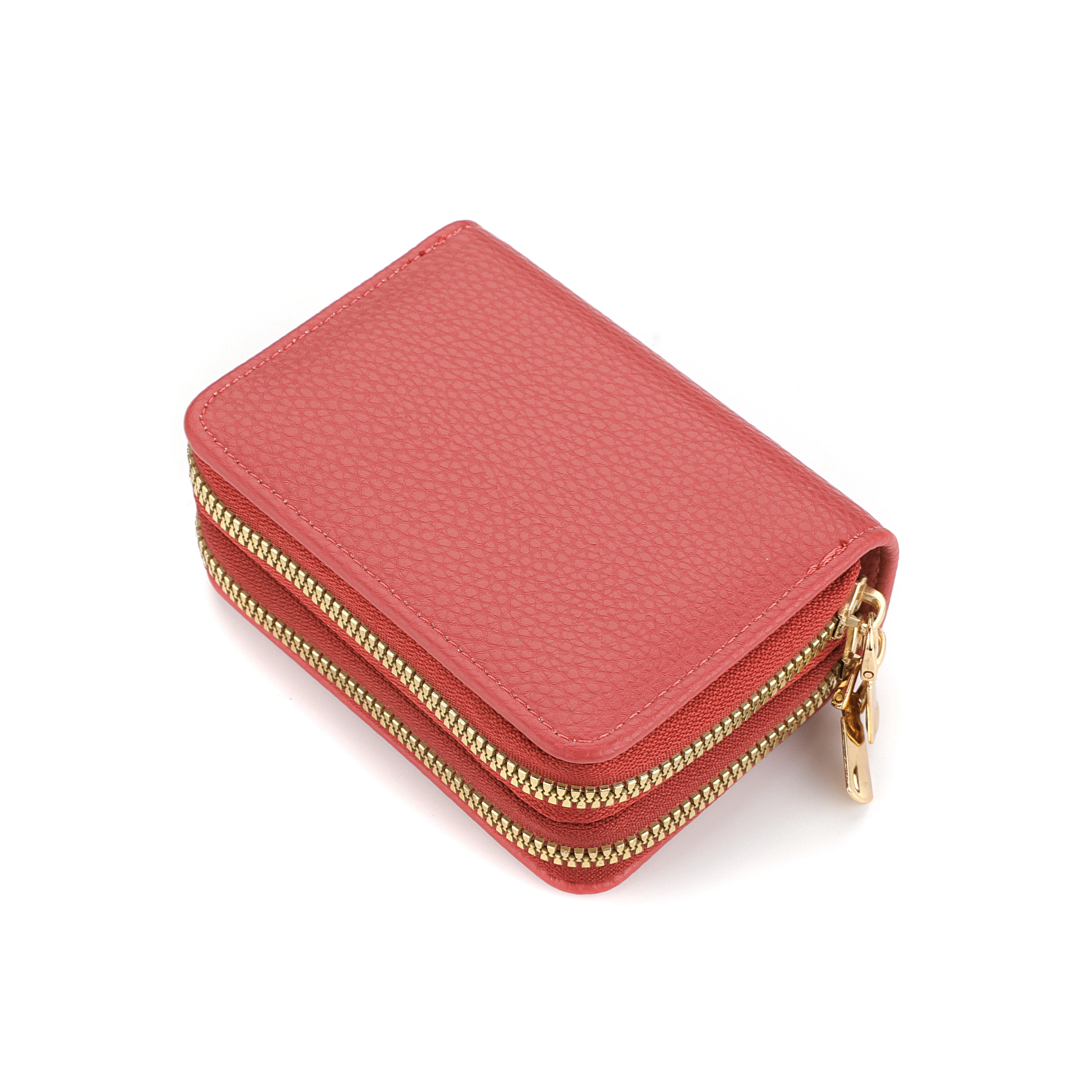 Kurze Geldbörse für Damen, Kartenhalter mit Litschi-Aufdruck, PU-Leder, Bank, Kreditkarte, Ausweishalter, Münztasche mit Reißverschluss – Detail 9