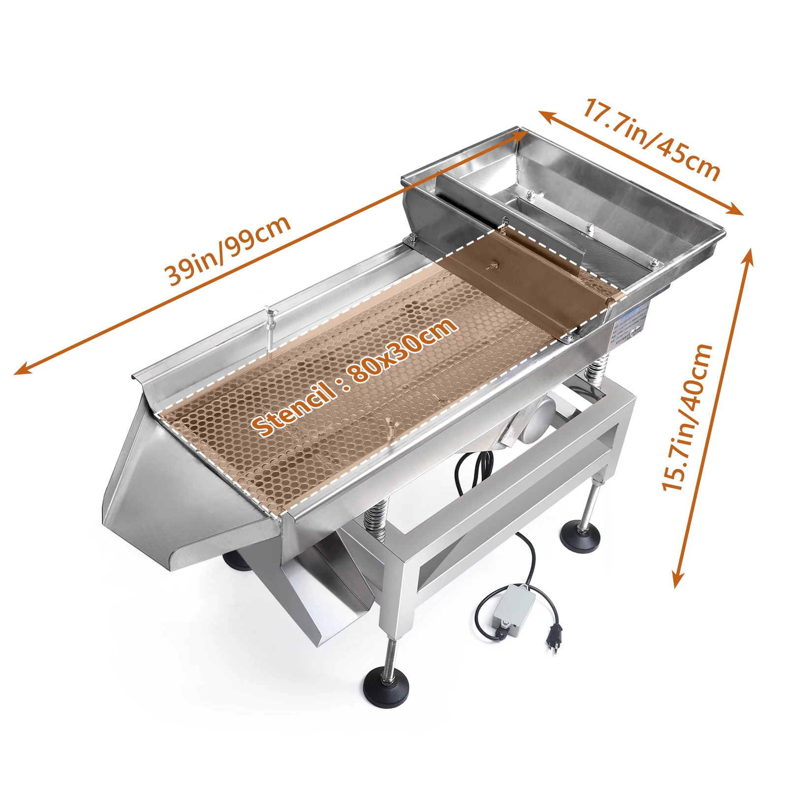 110V/220V Linear Vibration Sieve Screen Stainless Steel Vibration Separator for Particle Screening and Grading Double Motor