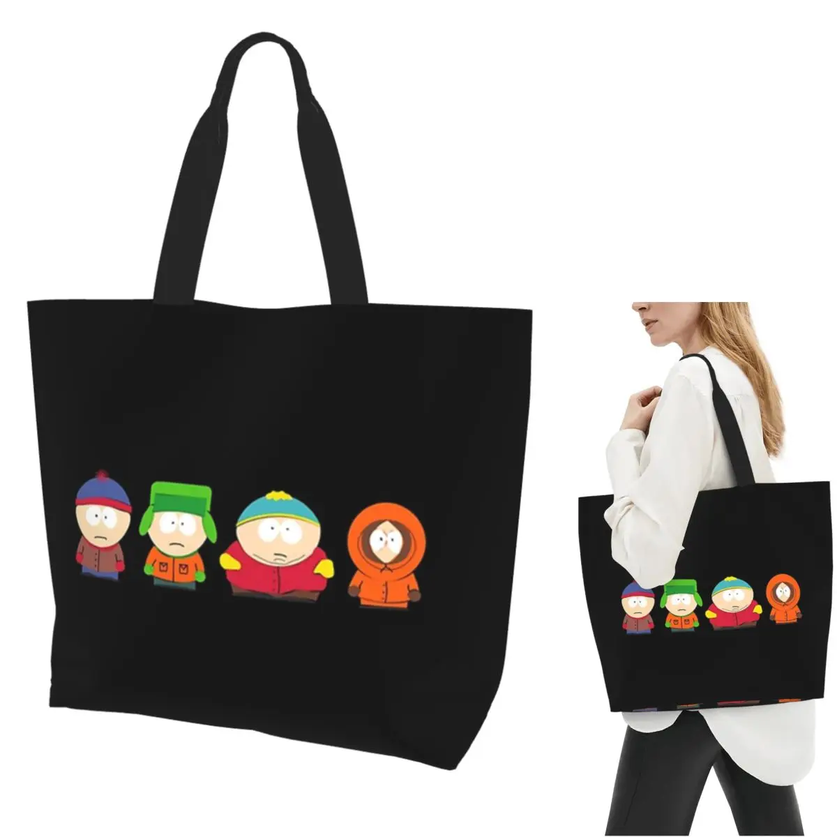 

Southpark Boys Cartoon Anime Shopping Tote Bag Canvas Large Capacity Shoulder Bags Shopper Grocery Handbag for Women