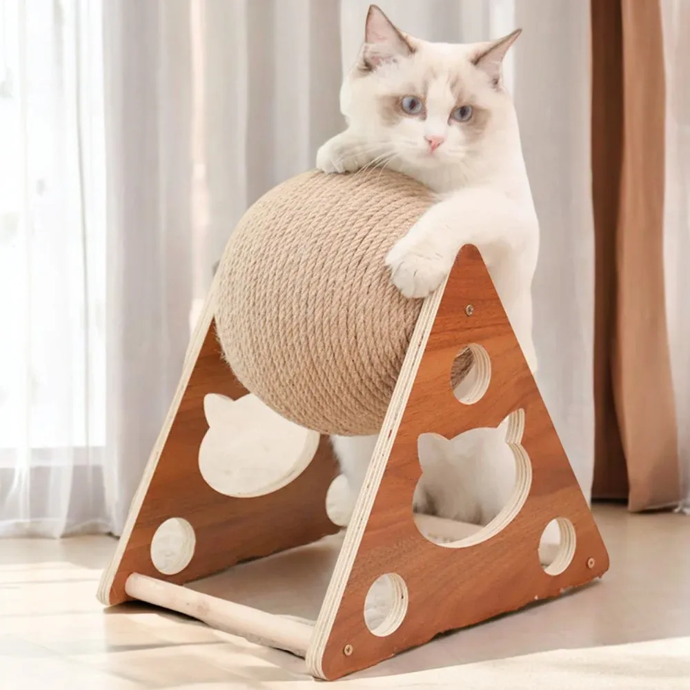 FZCSPEED Cat Scratch Board Cat Toys Wooden Interactive Solid Wood Durable Scratch Indoor Cat Wearable Furniture Supplies Fidget