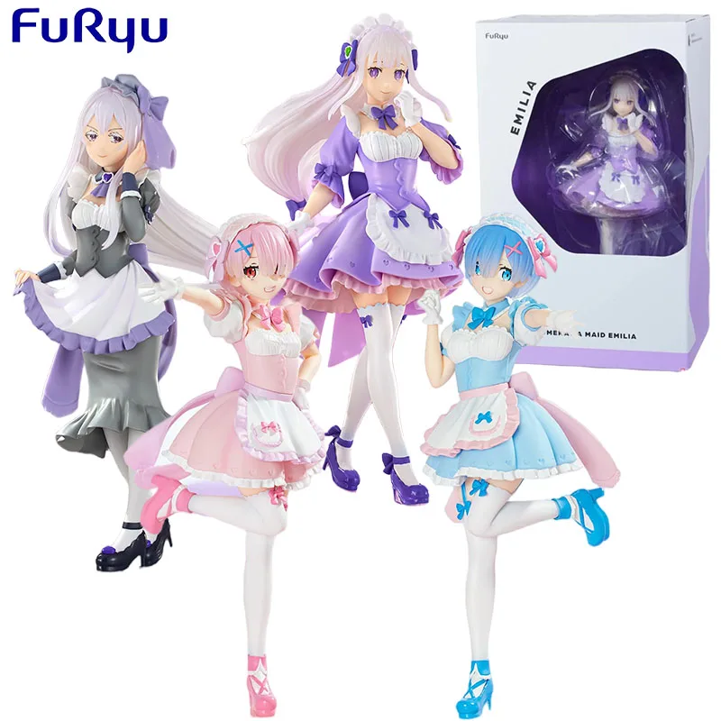

FURYU Genuine TENITOL Re:Life in A Different World From Zero Аниме Фигурка Emilia Rem Экшн-игрушки для детей Подарочная Коллекционная модель