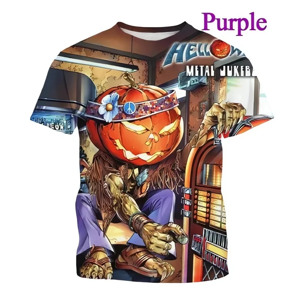 

Men's T-Shirt Halloween 3D Print Cool Heavy Metal Rock Band Summer Men's Short-Sleeved Outdoor Casual Breathable Men's Clothing