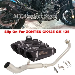 Slip On For ZONTES GK125 GK 125 2021 2022 Motorcycle Exhaust Escape System Front Mid Link Pipe 51MM Muffler Removable DB Killer